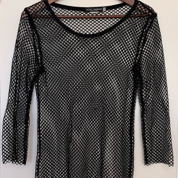NWOT  DOLCE & GABBANA VTG 1990s Sheer Mesh 3/4 Sleeve Size 44  Goth - Picture 3 of 12